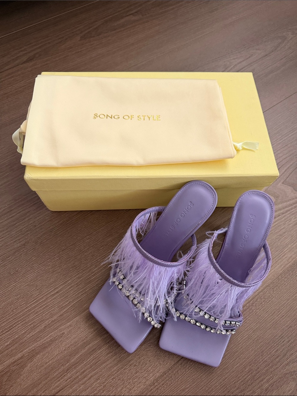 Song of Style Lavender Feather & Crystal Slide Mules - Picture 7 of 7
